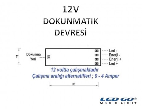 Dokunmatik Devresi 12V DC 4A (Profil içine Uygun)