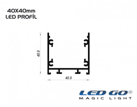K40 Model Sıva Üstü Alüminyum Lineer Profil 200cm 40x40mm