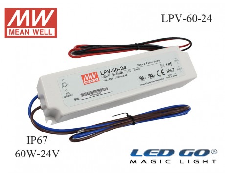 LPV-60-24 | Meanwell Sabit Voltaj LED Sürücü 24V 60W 2.5A