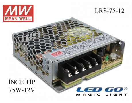 LRS-75-12 | Meanwell Sabit Voltaj LED Sürücü 12V 75W 6A