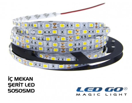 Şerit LED 5050 60Led İç Mekan 12V DC (5m-Paket)