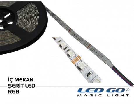 RGB Şerit LED 5050 60Led İç Mekan 12V DC 