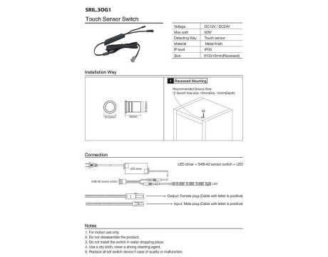 Ahşap Metal Gömme Dokunmatik Sensör 12-24V DC 60W
