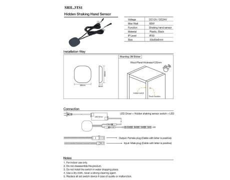 Ahşap Arkası Sensör Sıva Üstü Temassız 12-24V DC 60W