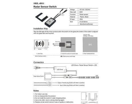 Hareket Radar Sensör Sıva Üstü 12-24V DC 60W