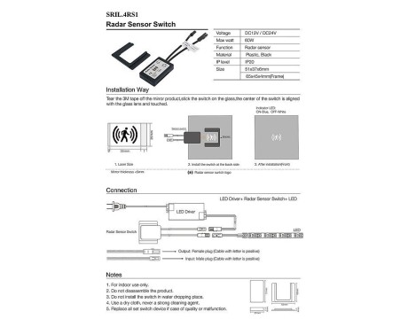 Hareket Radar Sensör Sıva Üstü 12-24V DC 60W