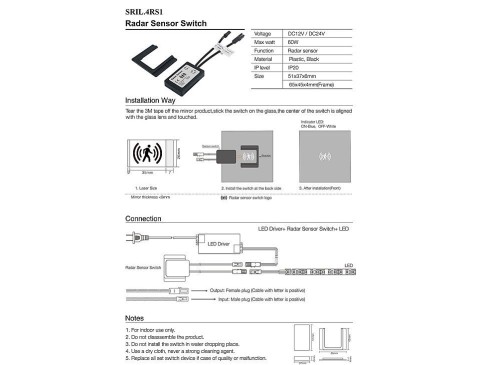 Hareket Radar Sensör Sıva Üstü 12-24V DC 60W