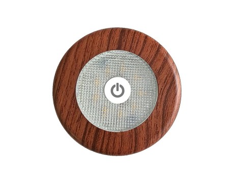 3W Ankastre LED Spotlar,10-30V DC ,On-Off (Beyaz-Krom-Ahşap Kaplama-Krom Metal Çerçeve)